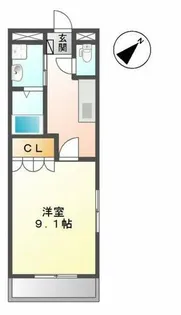 エスポアワンルームⅢ【2階】の間取り