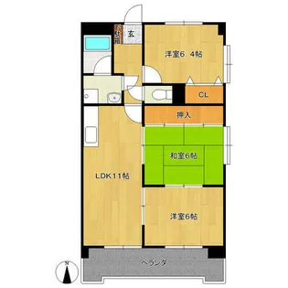 メルベーユ旭【1階】の間取り