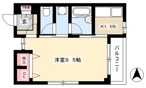 シャンブル平野【2A号室】の間取り