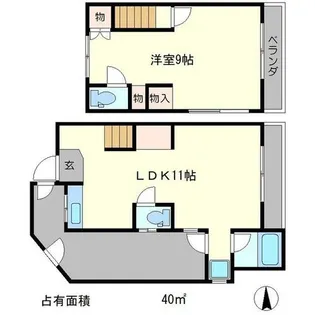 京都府京都市左京区田中野神町【テラスハウス】の間取り