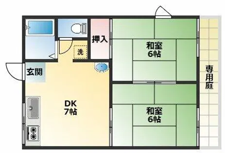 ハイツ野々上【1階】の間取り