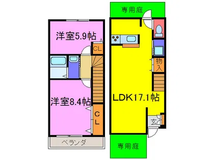 コンフォート鶴木Ⅰ【102号室】の間取り