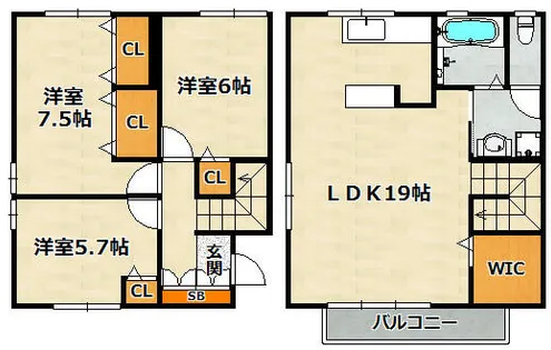 兵庫県神戸市北区谷上南町【テラスハウス】の間取り