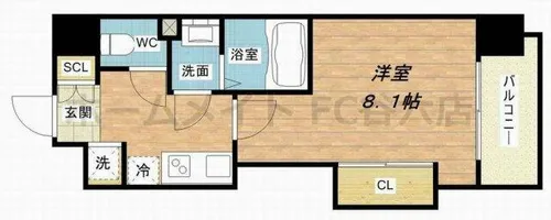 Luxe難波西Ⅱ【15階】の間取り