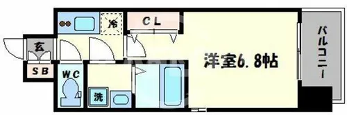 レジュールアッシュ玉造【3階】の間取り