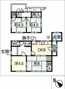 愛知県愛西市町方町南堤外【一戸建】の間取り