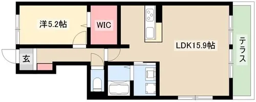 プレシャス西伏屋【1階】の間取り