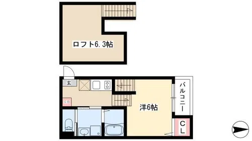 ハーモニーテラス日ノ宮町【201号室】の間取り