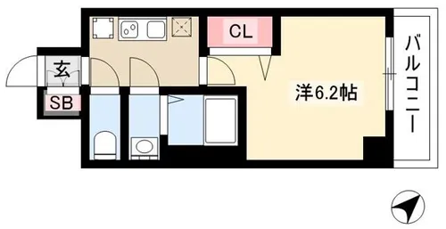 アステリ鶴舞テーセラ【0507号室】の間取り