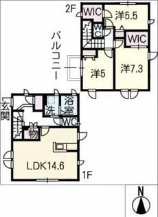 愛知県長久手市五合池【一戸建】の間取り