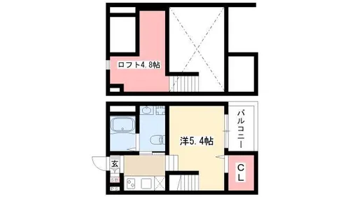 クレア新守西【102号室】の間取り
