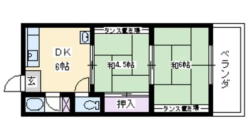 上中条ハイツ【2階】の間取り
