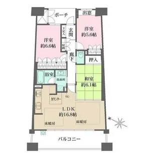 リーデンススクエア宝塚リバージュ【6階】の間取り