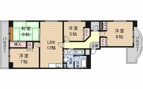 ゼンコウコーポラス8番館【1階】の間取り