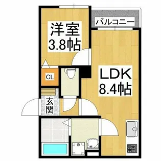 ANDTERRACE北野田B棟【3階】の間取り