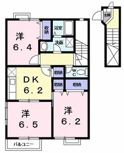 ヒルサイドハウスA【2階】の間取り