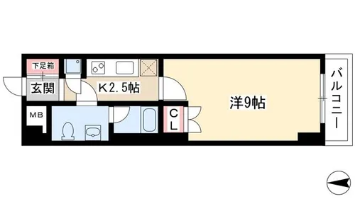 スクエア名駅南【0507号室】の間取り