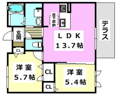 アヴニール【107号室】の間取り