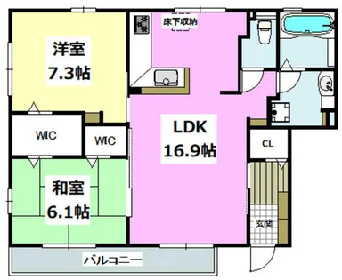 シャトーUMAKAWA【1階】の間取り