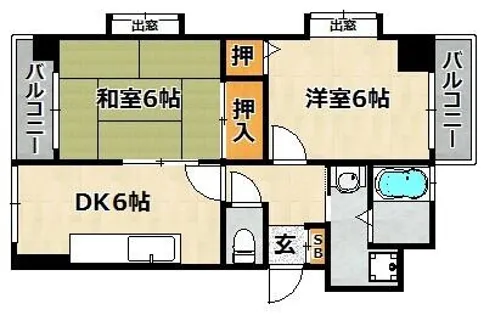 セルフィーユ兵庫【201号室】の間取り