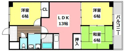 エクセレント千里丘【3階】の間取り