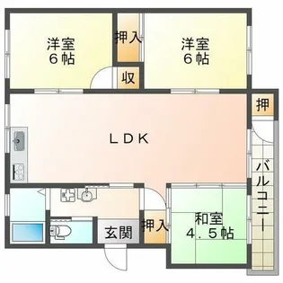 神陵台北住宅68号棟【5階】の間取り