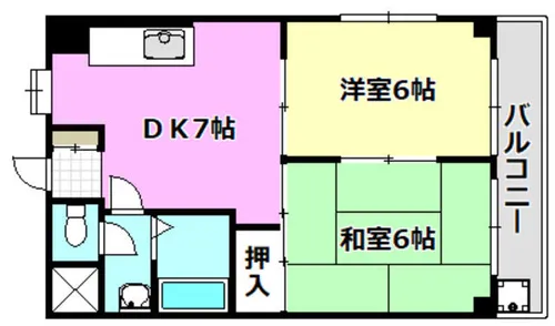 摂津第7マンション【503号室】の間取り