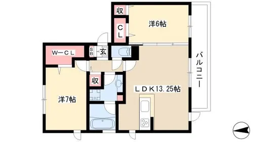 ヴァンベールハヤカワ【1階】の間取り
