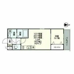 ジュネス十番町【302号室】の間取り