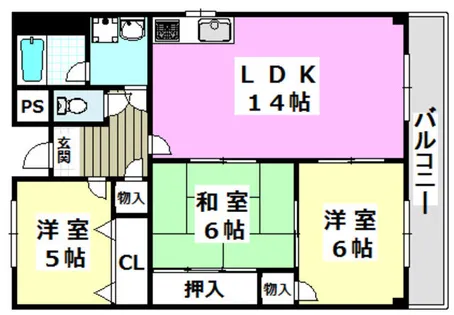 エスポワール南茨木【4階】の間取り