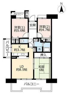 URアルビス旭ヶ丘【0070405号室】の間取り