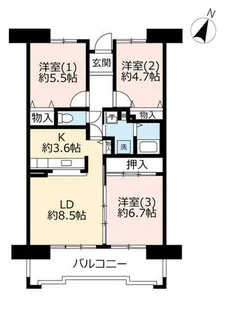 URアルビス旭ヶ丘【0060402号室】の間取り