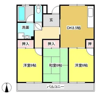 第1ベルセゾンカネセン【102号室】の間取り
