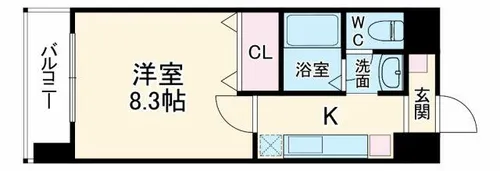 ハウスセゾン四条通【8階】の間取り