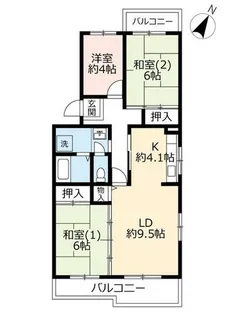 UR鹿の子台北ハイツ【0080401号室】の間取り