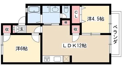 メゾン八社K A棟【201号室】の間取り