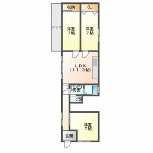サンライトビル【1F号室】の間取り