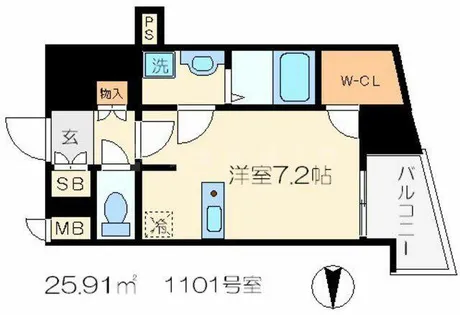 ライジングコート京都西院フロンティアⅡ【11階】の間取り