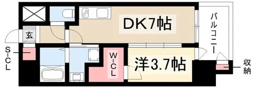 エステムコート名古屋新栄Ⅴラポール【601号室】の間取り