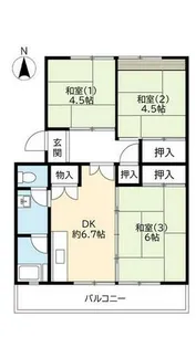 UR洛西新林【0180301号室】の間取り