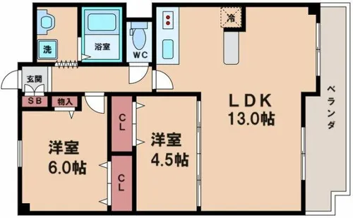 ビューテラス大新【2階】の間取り