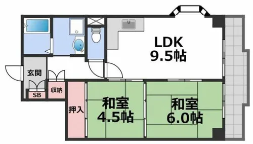 ロイヤル俊徳【4階】の間取り