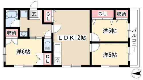 本山マンション【303号室】の間取り