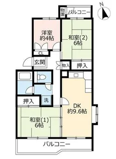 UR洛西境谷東【0010201号室】の間取り