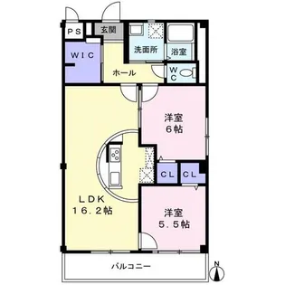 2LDKの間取り画像