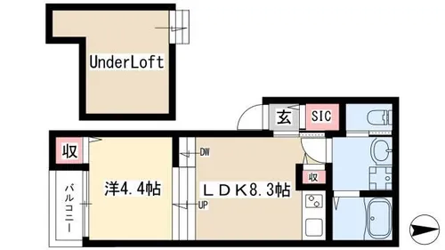 ハーモニーテラス坂井戸町【102号室】の間取り