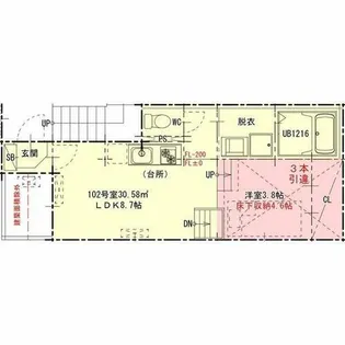 ハピネス呼続【1階】の間取り