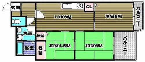 ヴィラ・ビアンカ美原【4階】の間取り