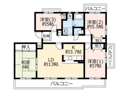 URコンフォールかぶと台【0080201号室】の間取り