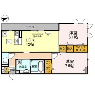 グロリアハイツ はびきの A棟【1階】の間取り